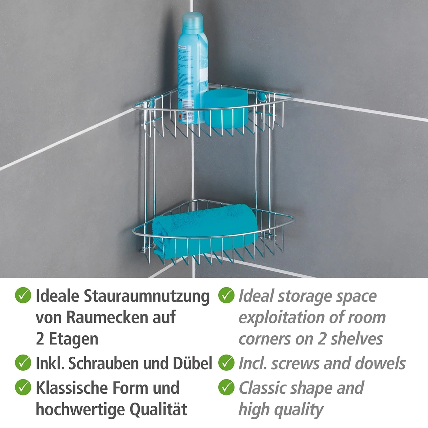 WENKO Étagère murale Classic Acier - Acier inoxydable - Chrome 3 WENKO Étagère murale Classic Acier - Acier inoxydable - Chrome – Image 3