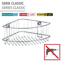 WENKO Étagère d’angle Classic Acier - Acier inoxydable - Chrome -Accessoires de salle de bain Soldes 1000271145 210608 11191600428 DETAILS P000000001000271145