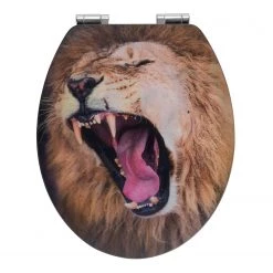 WENKO Siège WC Lion - MDF (panneau de fibres à densité moyenne) brossé - Marron doré -Accessoires de salle de bain Soldes 1000271148 210608 11173400310 DETAILS P000000001000271148