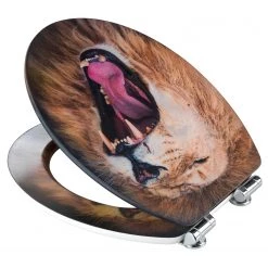 WENKO Siège WC Lion - MDF (panneau de fibres à densité moyenne) brossé - Marron doré -Accessoires de salle de bain Soldes 1000271148 210608 11182400369 DETAILS P000000001000271148