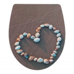 WENKO Siège WC premium Heartbeach - Acier inoxydable / Duroplast - Blanc