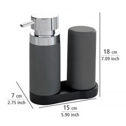 WENKO Distributeur Easy Squeeze (2 éléments) - Silicone - Gris -Accessoires de salle de bain Soldes 1000271157 210608 11180800348 SKETCH DETAILS P000000001000271157 sketch