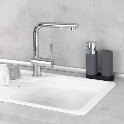 WENKO Distributeur Easy Squeeze (2 éléments) - Silicone - Gris -Accessoires de salle de bain Soldes 1000271157 210608 11181000351 MOOD DETAILS P000000001000271157 mood