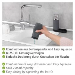 WENKO Distributeur Easy Squeeze (2 éléments) - Silicone - Gris -Accessoires de salle de bain Soldes 1000271157 210608 11181600358 DETAILS P000000001000271157