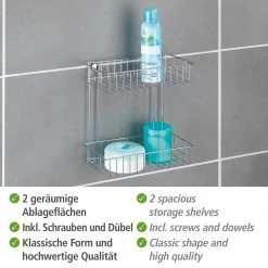 WENKO Étagère murale Classic Acier - Acier inoxydable - Chromé 9 WENKO Étagère murale Classic Acier - Acier inoxydable - Chromé -Accessoires de salle de bain Soldes 1000271165 210608 11173700313 DETAILS P000000001000271165