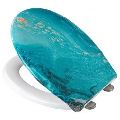 WENKO Siège WC premium Stream - Acier inoxydable / Duroplast - Bleu -Accessoires de salle de bain Soldes 1000271166 210608 11201500494 DETAILS P000000001000271166