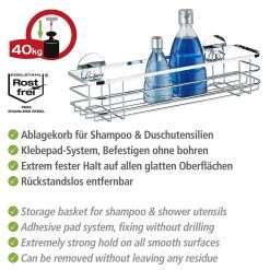 WENKO Maxi étagère d’angle Turbo-Loc Aingeni - Acier inoxydable - Argenté -Accessoires de salle de bain Soldes 1000271167 210608 11182700372 DETAILS P000000001000271167