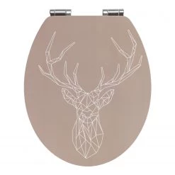 WENKO Siège WC premium Stag - MDF (panneau de fibres à densité moyenne) - Marron