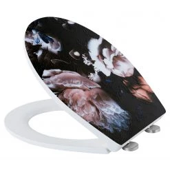 WENKO Siège WC premium Peony - Acier inoxydable / Polyester PVC - Multicolore -Accessoires de salle de bain Soldes 1000271186 210608 11203700518 DETAILS P000000001000271186