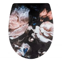 WENKO Siège WC premium Peony - Acier inoxydable / Polyester PVC - Multicolore
