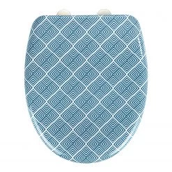 WENKO Siège de WC Atacama - Acier inoxydable / Duroplast - Bleu / Blanc