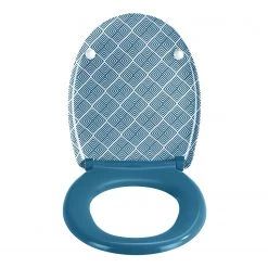 WENKO Siège de WC Atacama - Acier inoxydable / Duroplast - Bleu / Blanc -Accessoires de salle de bain Soldes 1000271196 210608 11233400717 DETAILS P000000001000271196