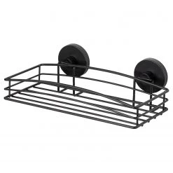 WENKO Étagère murale Vacuum-Loc - Acier inoxydable - Noir