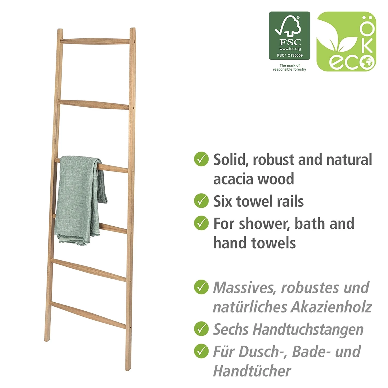 WENKO Porte-serviettes Acina - Acacia - Beige 4 WENKO Porte-serviettes Acina - Acacia - Beige – Image 4