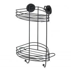 WENKO Étagère d’angle Vacuum-Loc - Acier inoxydable - Noir