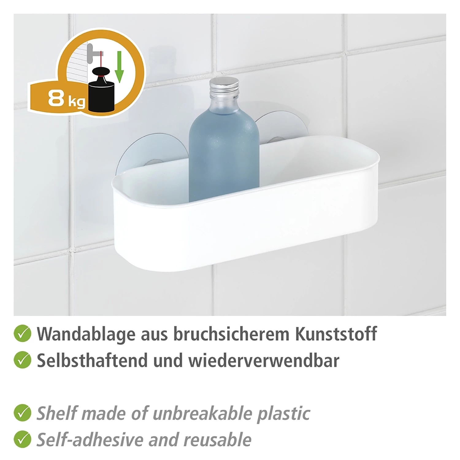 WENKO Étagères murales Osimo (lot de 2) - Plastique (PET) / Polypropylène - Blanc 4 WENKO Étagères murales Osimo (lot de 2) - Plastique (PET) / Polypropylène - Blanc – Image 4