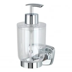 WENKO Distributeur de savon Basic - Acier inoxydable / Plastique ABS - Transparent