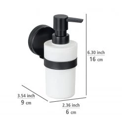 WENKO Distributeur de savon Static-Loc Pavia - Acier inoxydable / ABS - Noir -Accessoires de salle de bain Soldes 1000271254 210608 11262800891 SKETCH DETAILS P000000001000271254 sketch