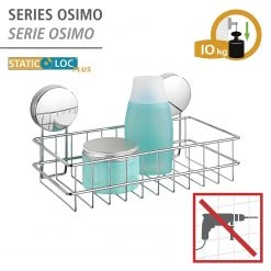 WENKO Étagère murale Osimo Plus - Acier inoxydable / Polyéthylène - Chrome - Hauteur : 13 cm -Accessoires de salle de bain Soldes 1000271256 210608 11253500840 DETAILS P000000001000271256