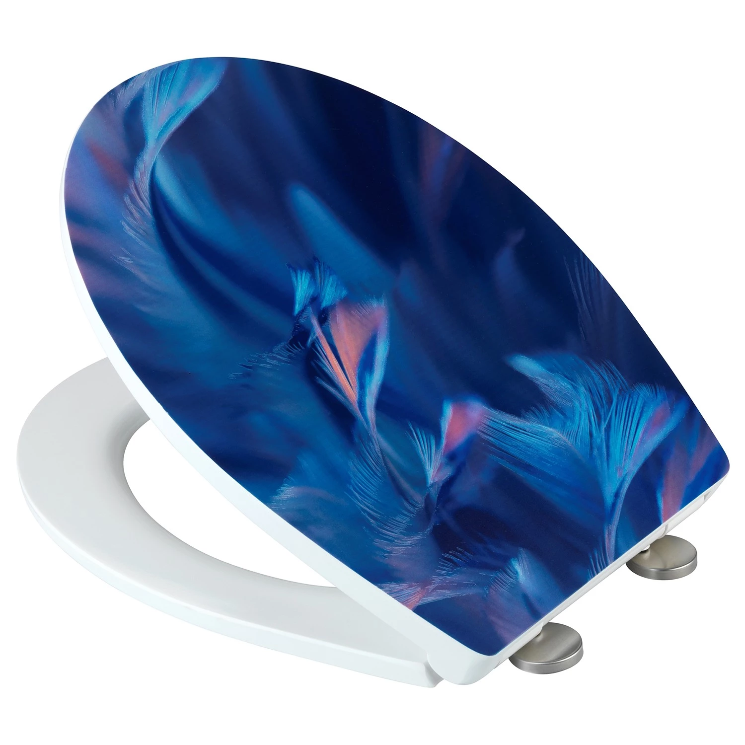 WENKO Siège WC Softness - Acier inoxydable / Duroplast - Bleu 3 WENKO Siège WC Softness - Acier inoxydable / Duroplast - Bleu – Image 3