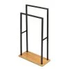 WENKO Porte-serviette Bambusa - Acier inoxydable / Bambou - Noir