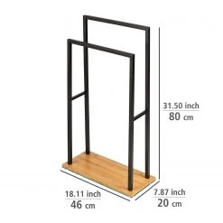 WENKO Porte-serviette Bambusa - Acier inoxydable / Bambou - Noir -Accessoires de salle de bain Soldes 1000271272 210608 11300901082 SKETCH DETAILS P000000001000271272 sketch