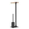 WENKO Ensemble de WC Forli - Acier inoxydable / Bambou - Noir / Naturel