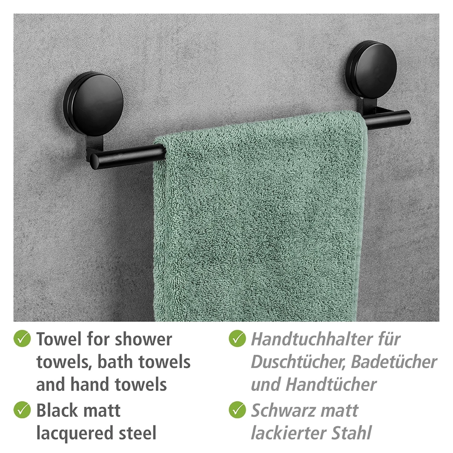 WENKO Porte-serviettes Pavia - Acier inoxydable / ABS - Noir 4 WENKO Porte-serviettes Pavia - Acier inoxydable / ABS - Noir – Image 4