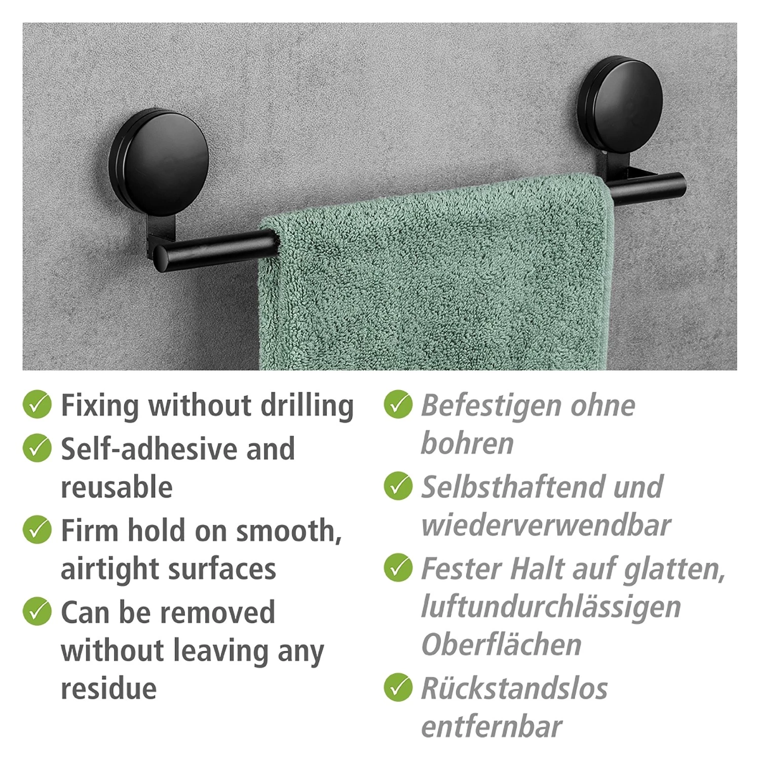 WENKO Porte-serviettes Pavia - Acier inoxydable / ABS - Noir 6 WENKO Porte-serviettes Pavia - Acier inoxydable / ABS - Noir – Image 6