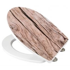 WENKO Siège WC premium Bois - Acier inoxydable / Duroplast - Marron clair -Accessoires de salle de bain Soldes 1000271284 210608 11282200990 DETAILS P000000001000271284