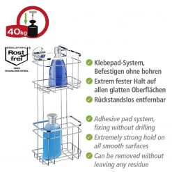 WENKO Étagère murale Turbo-Loc Aingeni - Acier inoxydable - Argenté -Accessoires de salle de bain Soldes 1000271289 210608 11311901144 DETAILS P000000001000271289