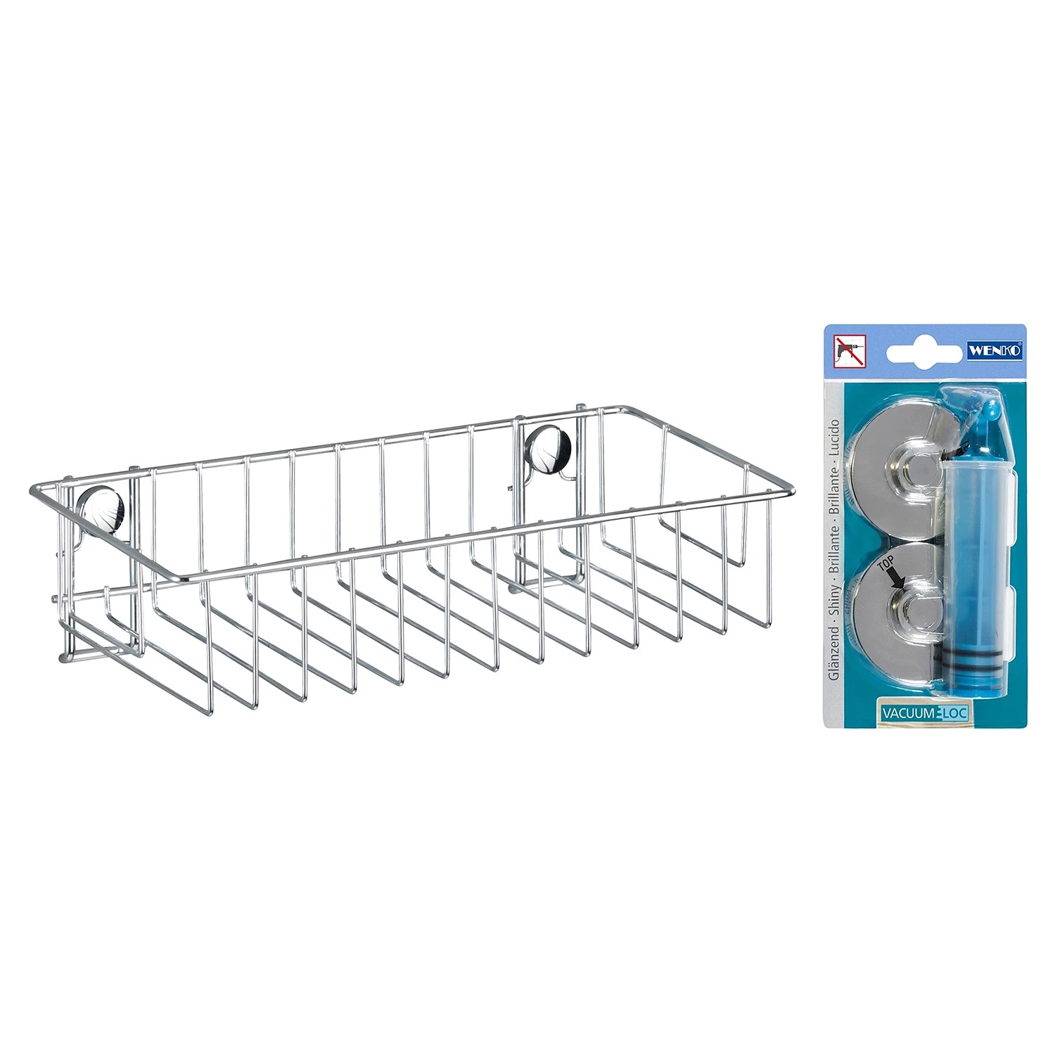 WENKO Étagère murale Vacuum-Loc Classic - Acier / Polypropylène - Argenté 1 WENKO Étagère murale Vacuum-Loc Classic - Acier / Polypropylène - Argenté