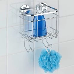 WENKO Panier mural Turbo-Loc avec crochets - Acier inoxydable - Argenté -Accessoires de salle de bain Soldes 1000271297 210608 11281400983 MOOD DETAILS P000000001000271297 mood