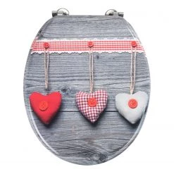 WENKO Siège WC Bavarian Hearts - MDF (panneau de fibres à densité moyenne) - Multicolore