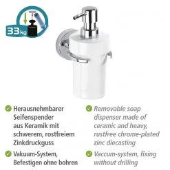 WENKO Distributeur de savon Capri - Zinc moulé sous pression / Céramique - Blanc -Accessoires de salle de bain Soldes 1000271302 210608 11295701073 DETAILS P000000001000271302