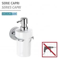WENKO Distributeur de savon Capri - Zinc moulé sous pression / Céramique - Blanc -Accessoires de salle de bain Soldes 1000271302 210608 11300801081 DETAILS P000000001000271302
