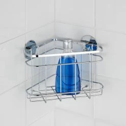 WENKO Étagère d’angle Turbo-Loc Aingeni - Acier inoxydable - Argenté -Accessoires de salle de bain Soldes 1000271308 210608 11312701151 MOOD DETAILS P000000001000271308 mood