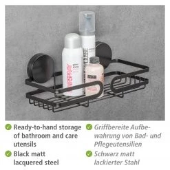 WENKO Étagère murale Static-Loc Pavia - Acier inoxydable / ABS - Noir 10 WENKO Étagère murale Static-Loc Pavia - Acier inoxydable / ABS - Noir -Accessoires de salle de bain Soldes 1000271311 210608 11321501185 DETAILS P000000001000271311