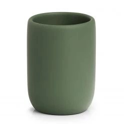 Zeller Verre à dents Modern - Polyrésine - Vert sauge - 7,2 x 10 cm