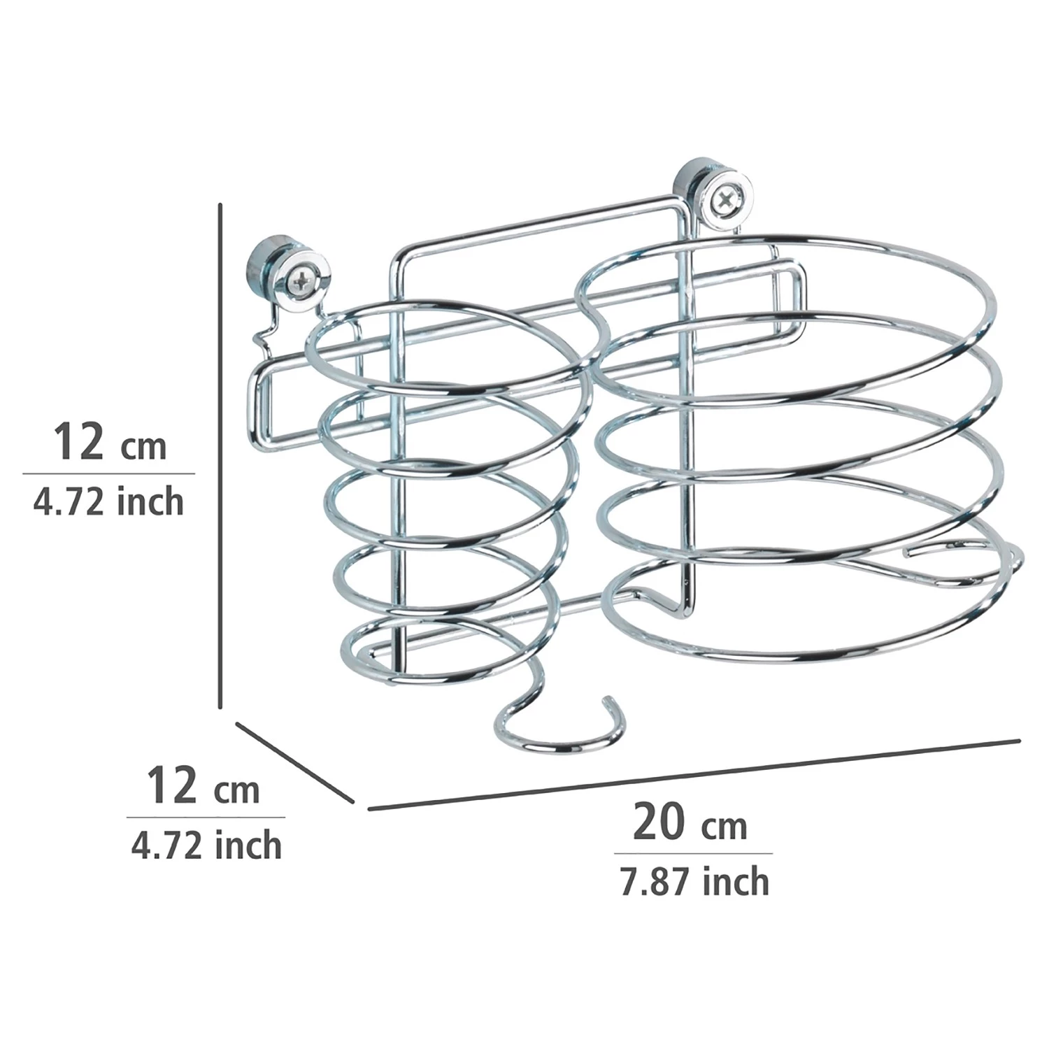 WENKO Porte sèche-cheveux Classic - Acier chromé 4 WENKO Porte sèche-cheveux Classic - Acier chromé – Image 4