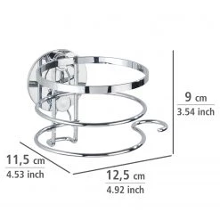 WENKO Porte sèche-cheveux Turbo-Loc Brenta - Acier inoxydable - Argenté -Accessoires de salle de bain Soldes 1000274092 210618 14063000263 SKETCH DETAILS P000000001000274092 sketch
