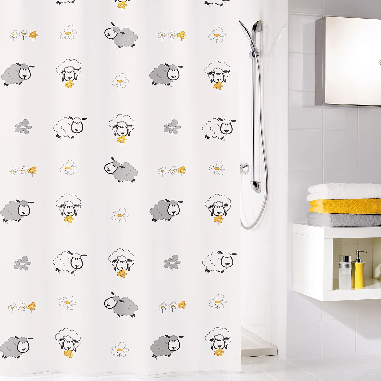 Kleine Wolke Rideau de douche Sheep - Polyester - Multicolore 2 Kleine Wolke Rideau de douche Sheep - Polyester - Multicolore – Image 2