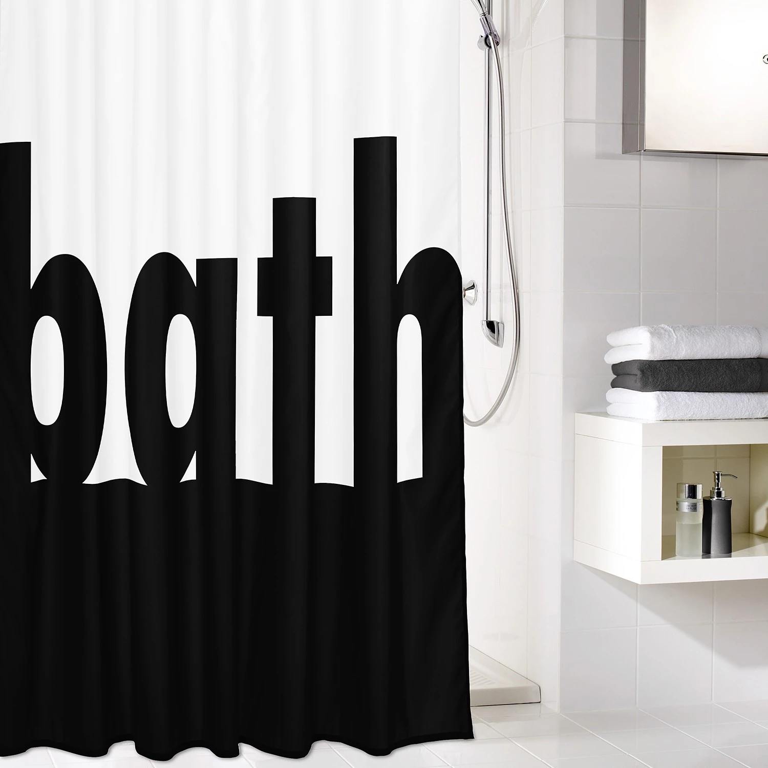 Kleine Wolke Rideau de douche Bath - Polyester - Noir / Blanc 2 Kleine Wolke Rideau de douche Bath - Polyester - Noir / Blanc – Image 2