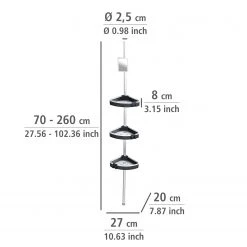 WENKO Étagère de douche télescopique Wave - Aluminium / Polypropylène - Argenté / Noir -Accessoires de salle de bain Soldes 1000287139 210827 13301500842 ICON DETAILS P000000001000287139 icon seal