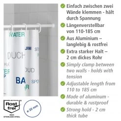 WENKO Barre de douche extensible Chingo - Aluminium / Plastique ABS - Largeur : 110 - 185 cm - Blanc -Accessoires de salle de bain Soldes 1000287144 210827 13301700871 ICON DETAILS P000000001000287144 icon seal