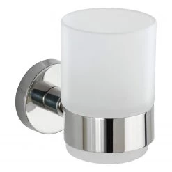 WENKO Porte brosses à dents Uno Bosio II - Verre dépoli / Acier inoxydable - Argenté -Accessoires de salle de bain Soldes 1000287165 210827 13302700274 DETAILS P000000001000287165