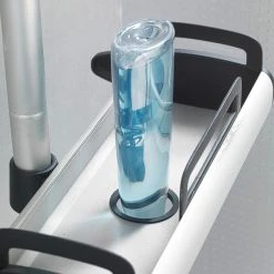 WENKO Étagère de douche téléscopique Line - Aluminium / Polypropylène - Argenté / Noir -Accessoires de salle de bain Soldes 1000287182 210827 13303300378 DETAILS P000000001000287182