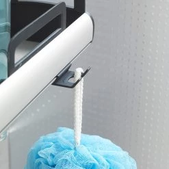 WENKO Étagère de douche téléscopique Line - Aluminium / Polypropylène - Argenté / Noir -Accessoires de salle de bain Soldes 1000287182 210827 13303300379 DETAILS P000000001000287182