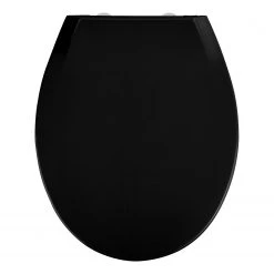 WENKO Siège WC premium Kos - Duroplast / Acier inoxydable - Noir