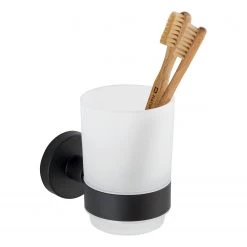 WENKO Verre à dent avec support Uno Bosio - Acier inoxydable - Argenté -Accessoires de salle de bain Soldes 1000287203 210827 13304200504 DETAILS P000000001000287203
